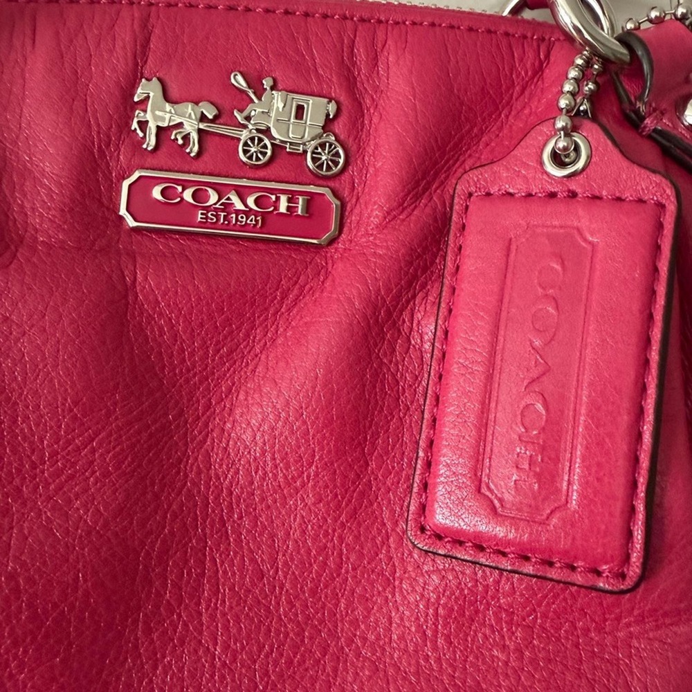 COACH Madison Lindsay 18641 Pink Leather Satchel Crossbody Shoulder Bag Silver - Picture 5 of 9